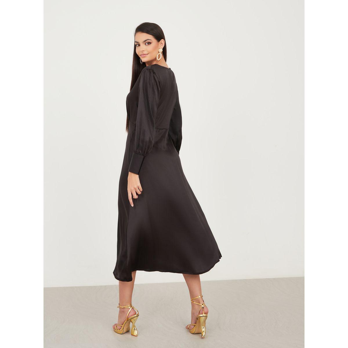 Styli Front Button Placket A-Line Midi Dress-women-clothing-dresses-image-4