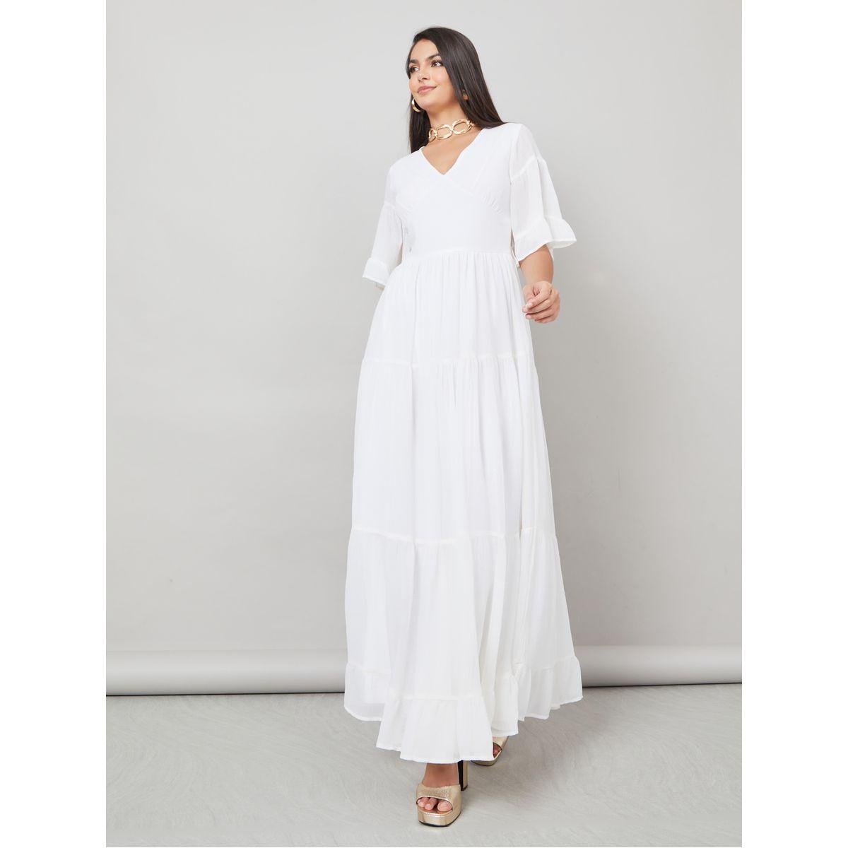 فستان طويل بكسرات وتفاصيل مزمومة-women-clothing-dresses-image-1