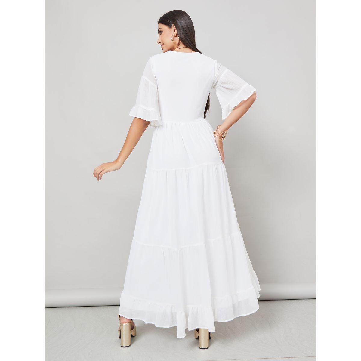 Styli Gathered Detail V Neck Tiered Maxi Dress-women-clothing-dresses-image-4