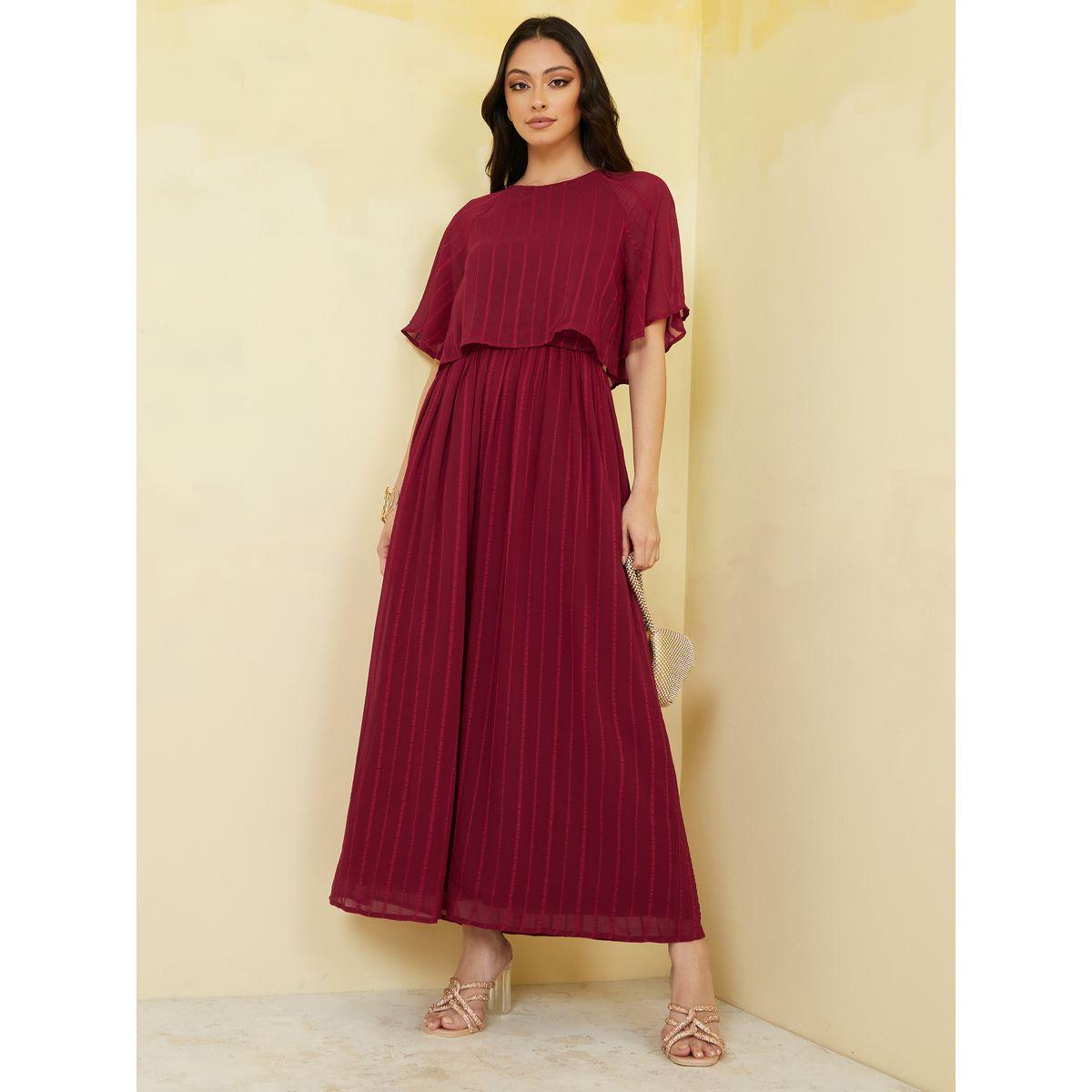 Styli Striped Overlay A-Line Maxi Dress-women-clothing-dresses-image-1