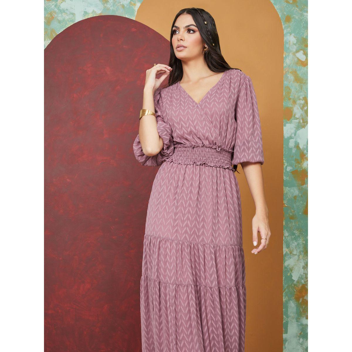 فستان طويل بتفاصيل مزمومة-women-clothing-dresses-image-2