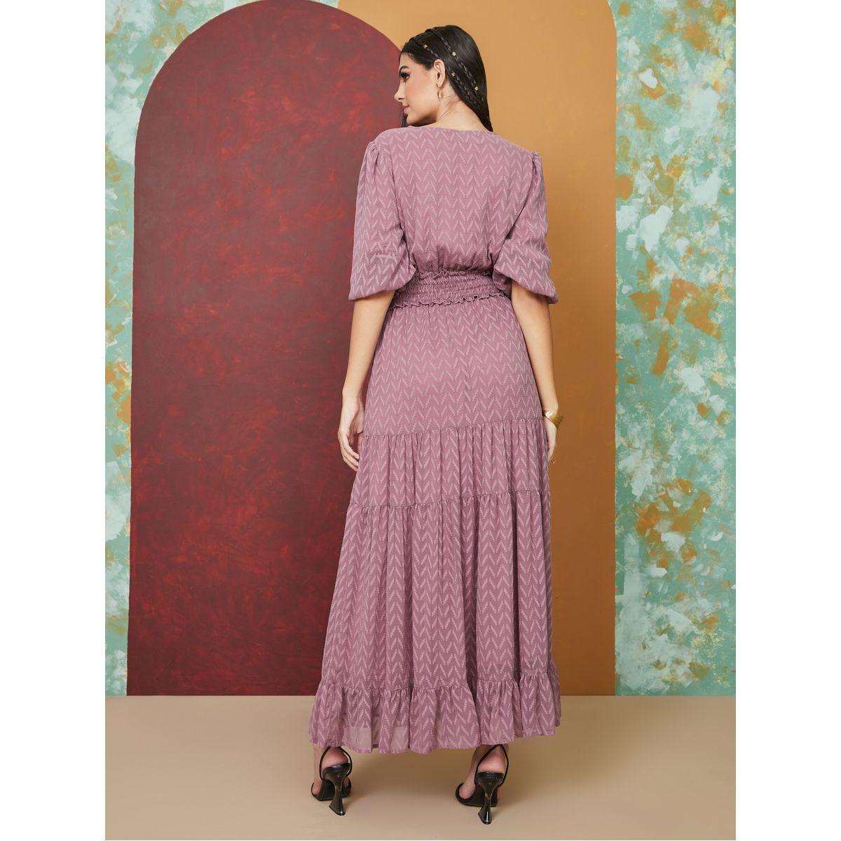 Styli Smocked Textured A-Line Maxi Dress-women-clothing-dresses-image-4