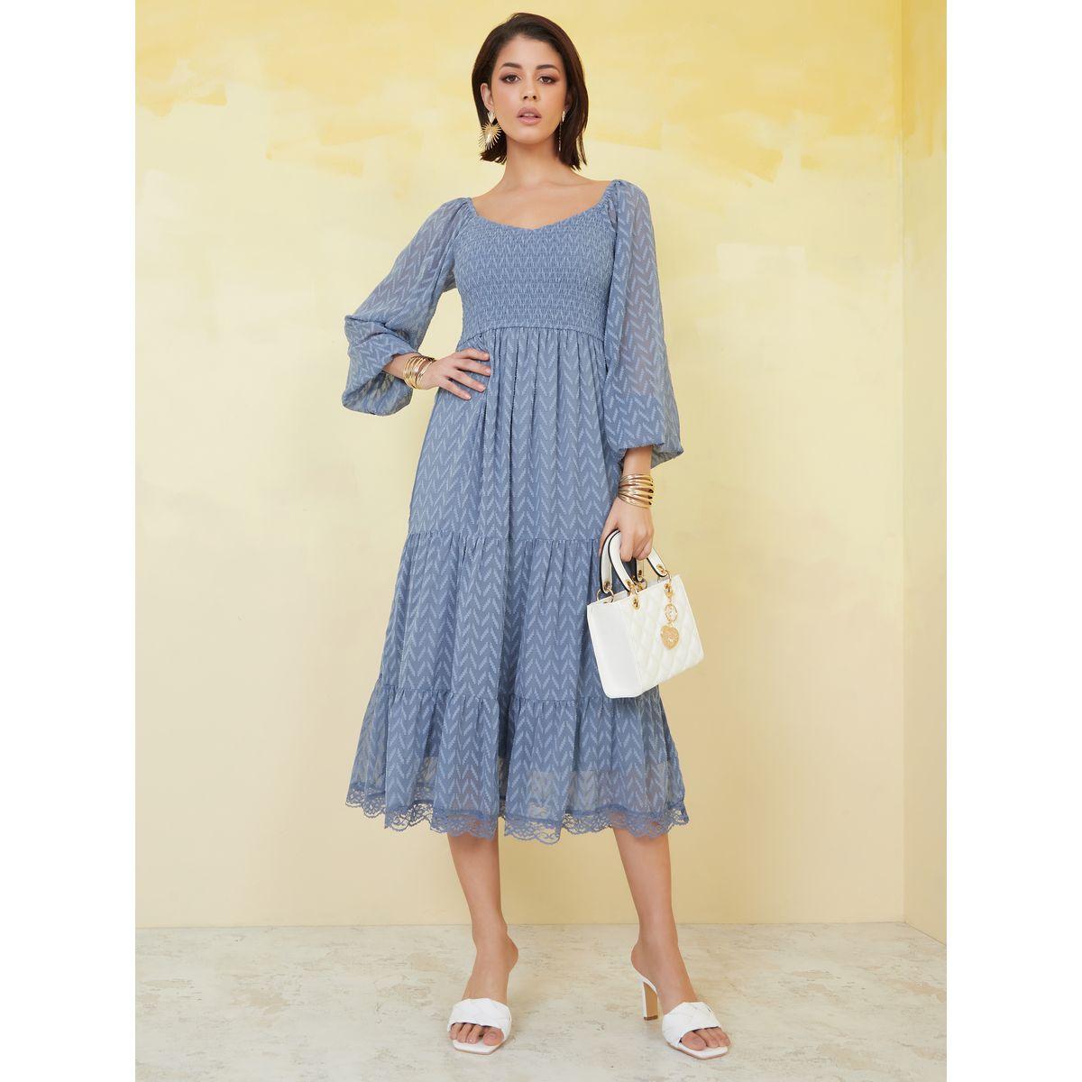 Styli Sweetheart Neck Georgette A-Line Midi Dress-women-clothing-dresses-image-1