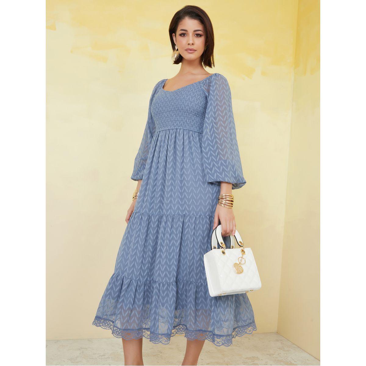 Styli Sweetheart Neck Georgette A-Line Midi Dress-women-clothing-dresses-image-2