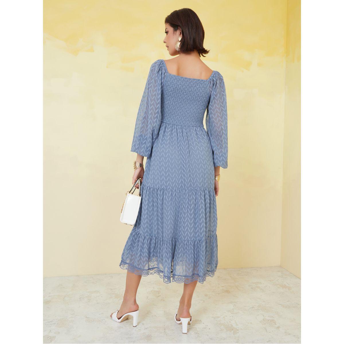 Styli Sweetheart Neck Georgette A-Line Midi Dress-women-clothing-dresses-image-4