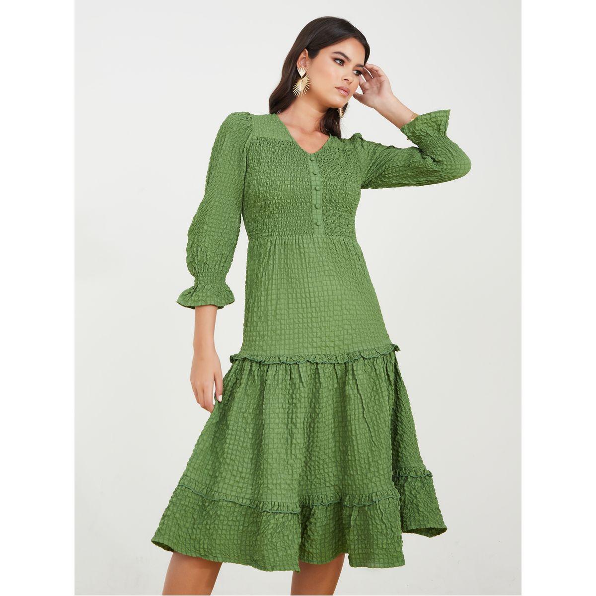 فستان ميدي بتفاصيل بارزة الملمس-women-clothing-dresses-image-1