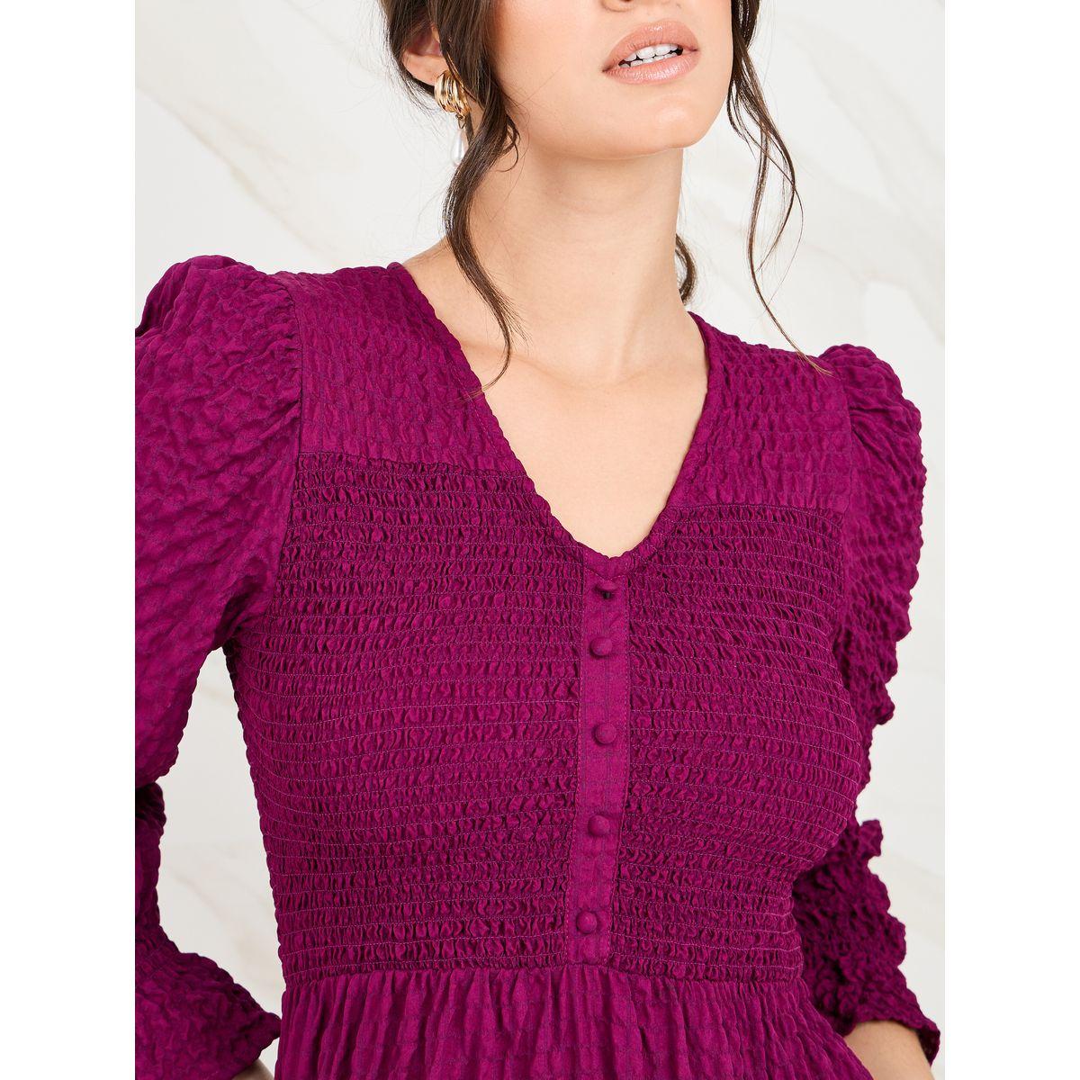 فستان ميدي بتفاصيل مزمومة-women-clothing-dresses-image-3