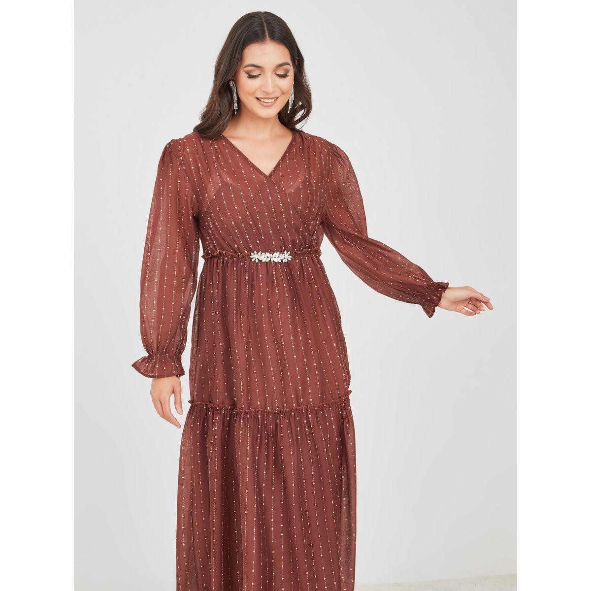 فستان طويل مزين بكسرات-women-clothing-dresses-image-2