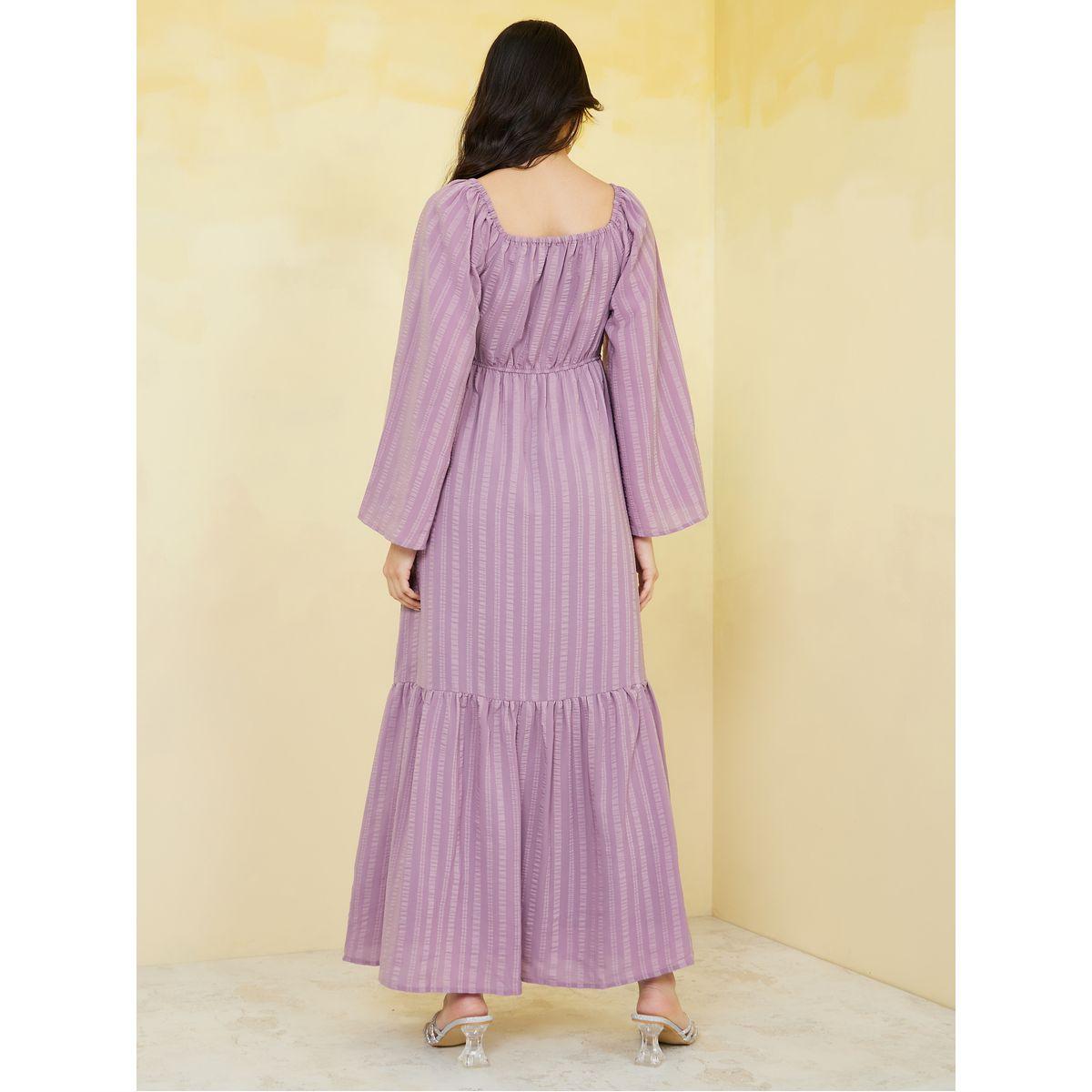 Styli Striped V Neck Tiered Maxi Dress-women-clothing-dresses-image-4