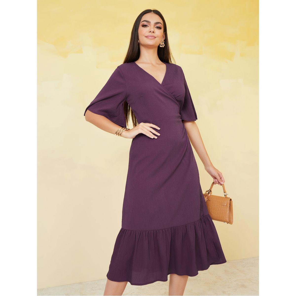 Styli Solid Wrap Around Midi Dress-women-clothing-dresses-image-1