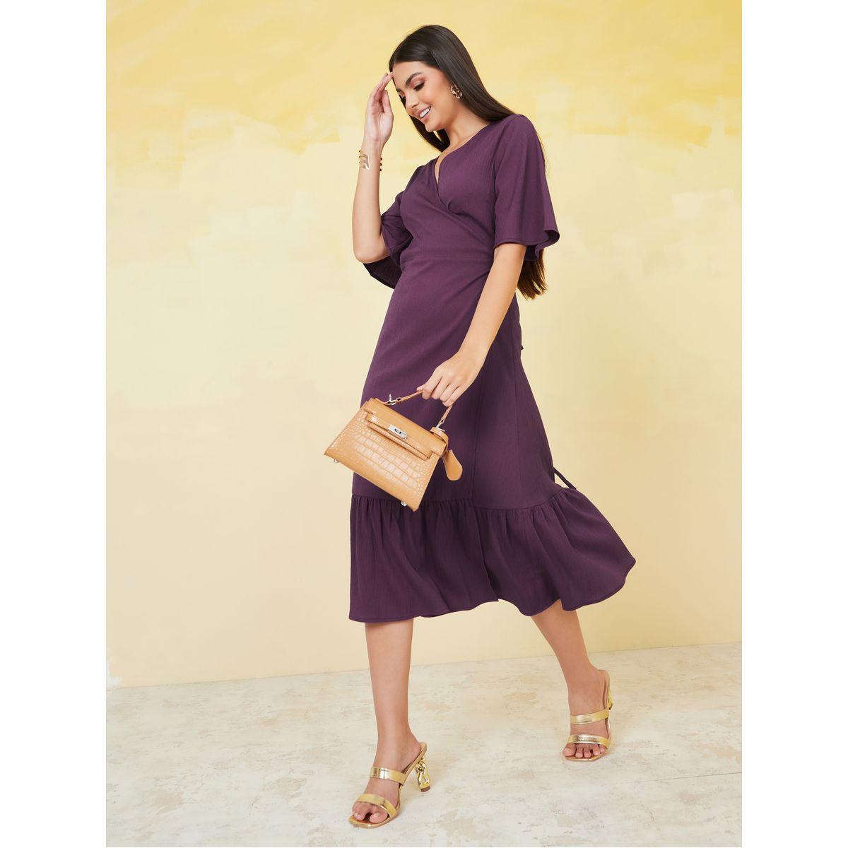 Styli Solid Wrap Around Midi Dress-women-clothing-dresses-image-2