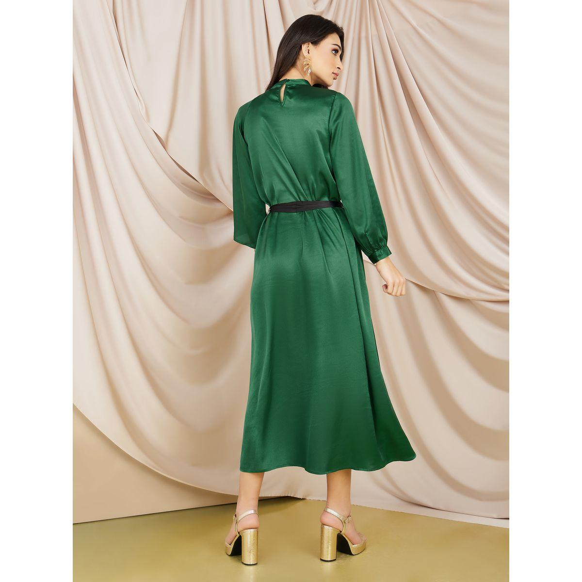 فستان ميدي بياقة عالية وحزام خصر-women-clothing-dresses-image-4
