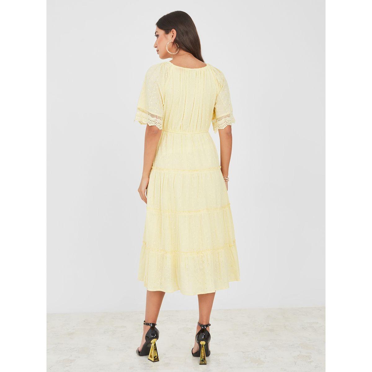 فستان ميدي بكسرات مزين بدانتيل-women-clothing-dresses-image-4