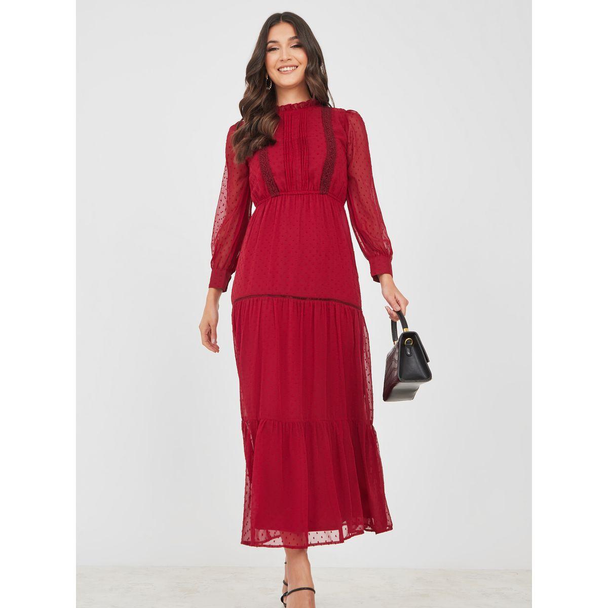 Styli Pintuck Panel Dobby Tiered Maxi Dress-women-clothing-dresses-image-1
