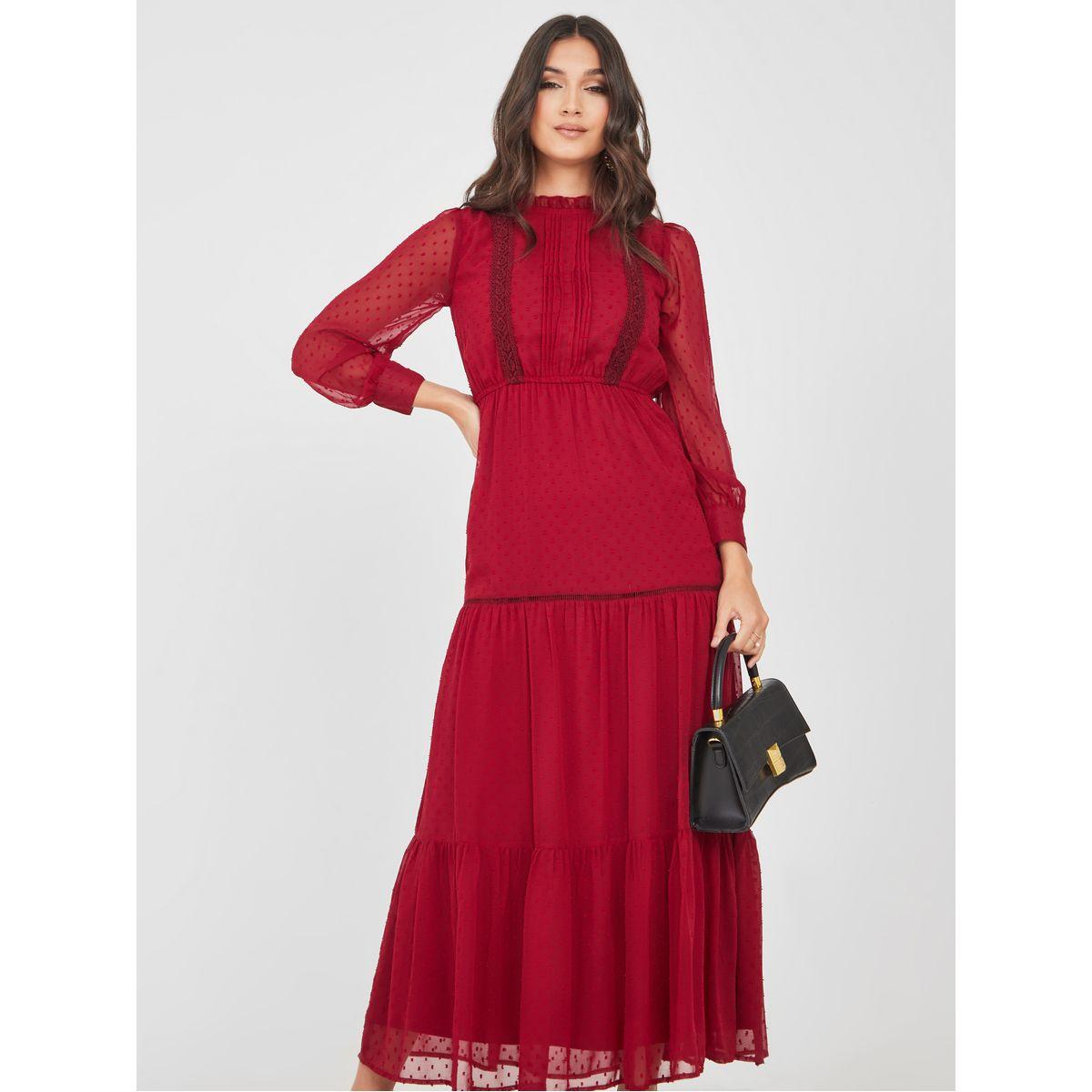 فستان طويل مزين بكسرات-women-clothing-dresses-image-2