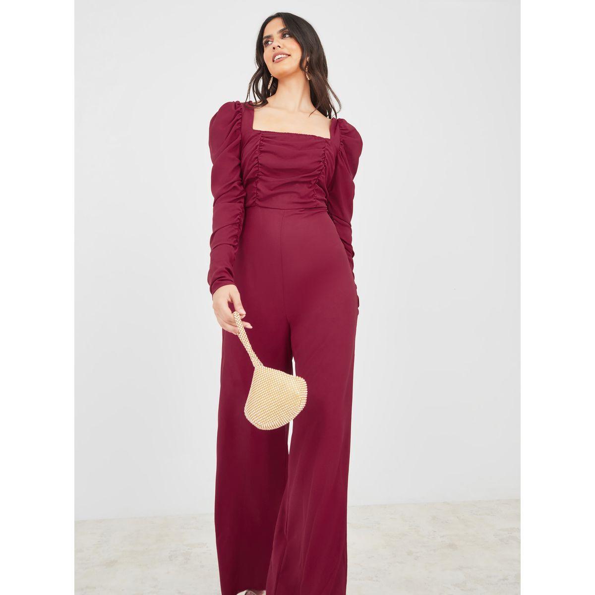 Styli Ruched Sleeves Wide Leg Jumpsuit-women-clothing-jumpsuits-image-1