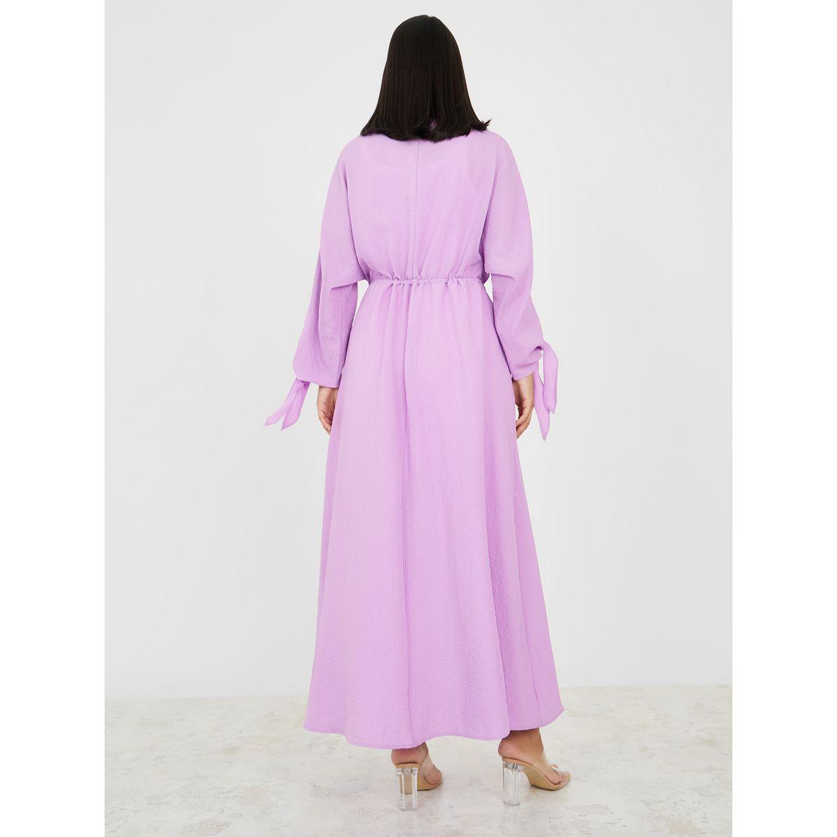 Styli Maxi Length Textured Kimono with Drawstring-women-clothing-shirtsandblouses-shirts-image-5