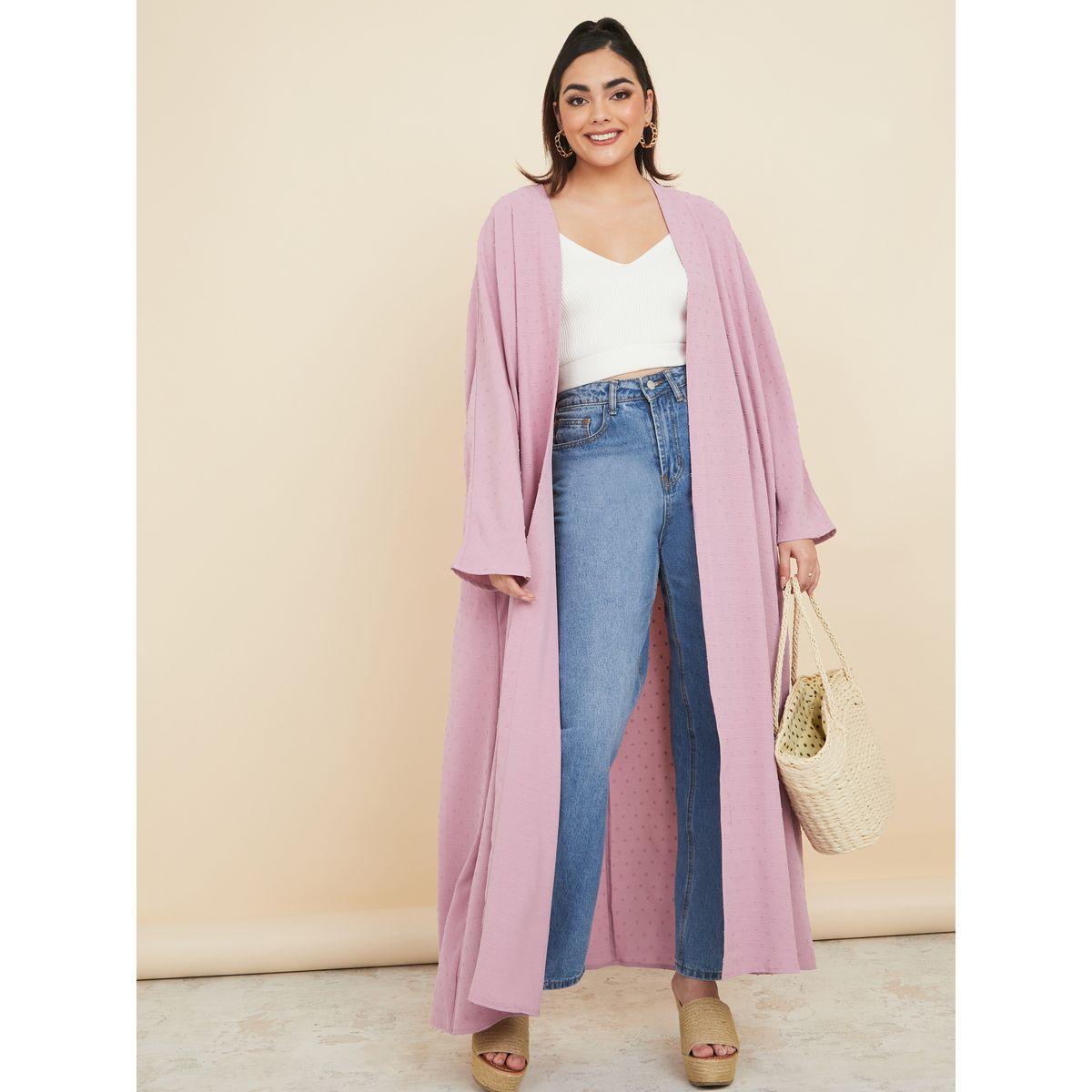 Styli Oversized Fit Dobby Maxi Kimono-women-clothing-shirtsandblouses-shirts-image-1