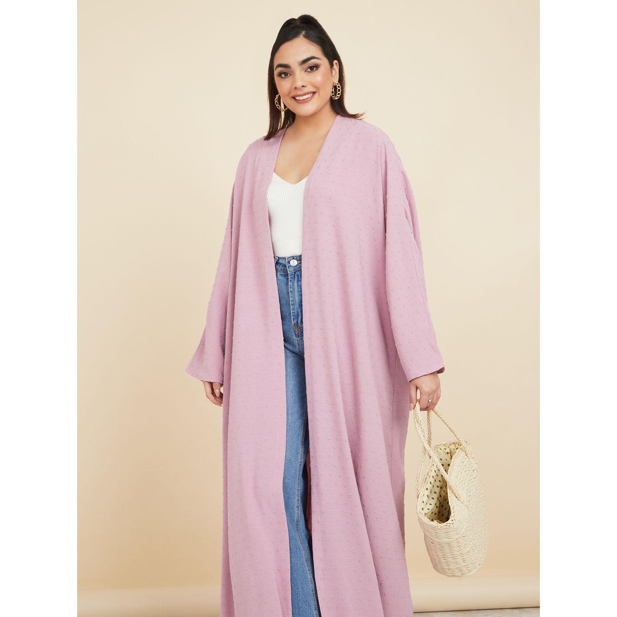 Styli Oversized Fit Dobby Maxi Kimono-women-clothing-shirtsandblouses-shirts-image-2