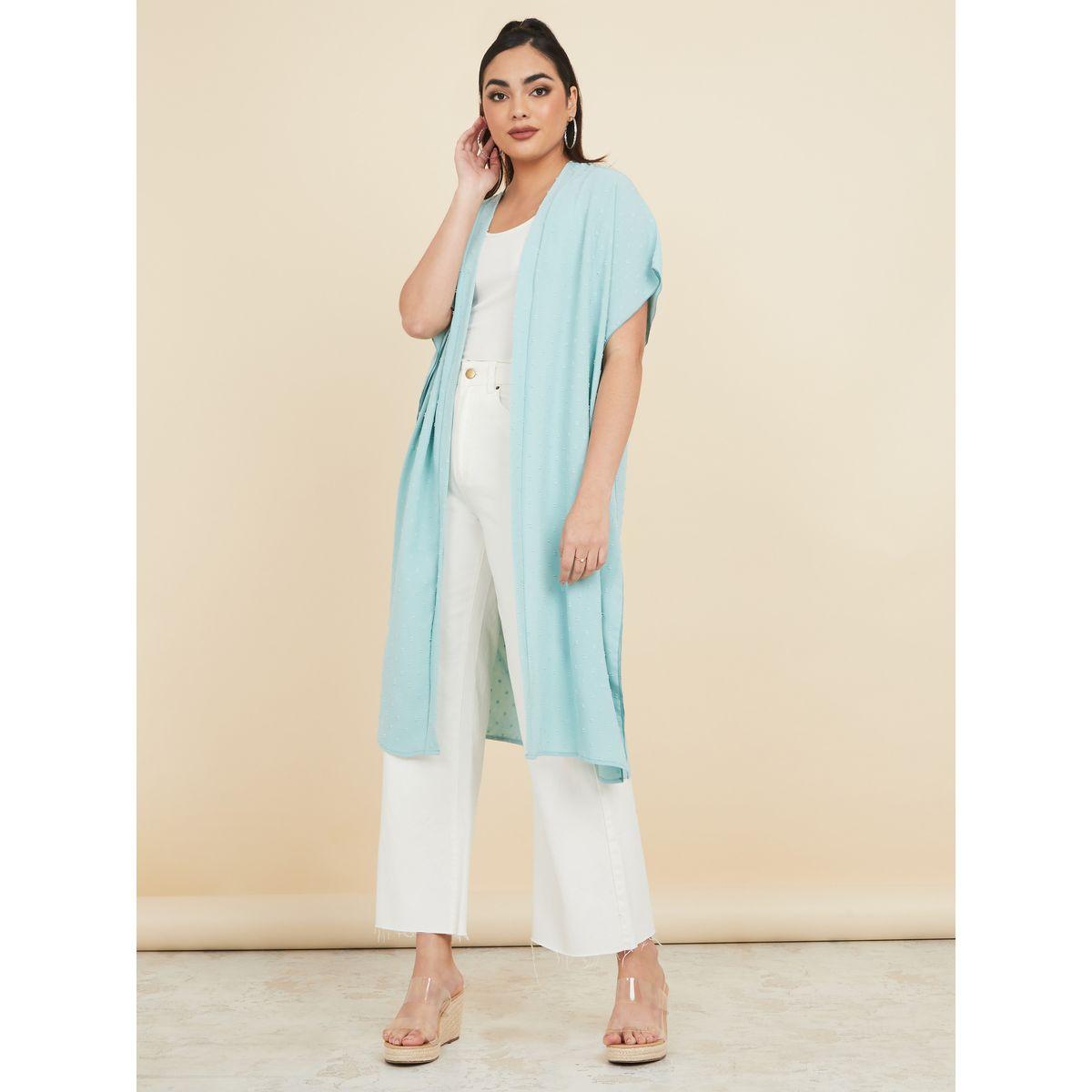 Styli Dobby Knee Length Kimono-women-clothing-shirtsandblouses-shirts-image-2