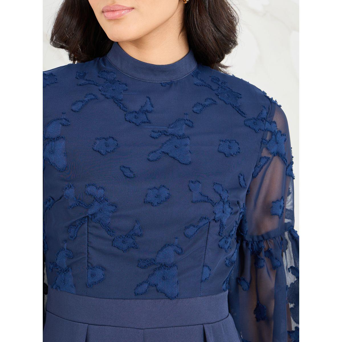 Styli Chiffon Jacquard 3/4 Sleeve Jumpsuit-women-clothing-jumpsuits-image-3