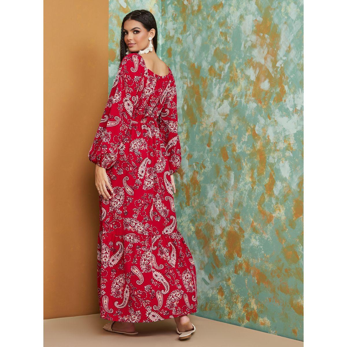 Styli Paisley Print A-Line Maxi Dress-women-clothing-dresses-image-4