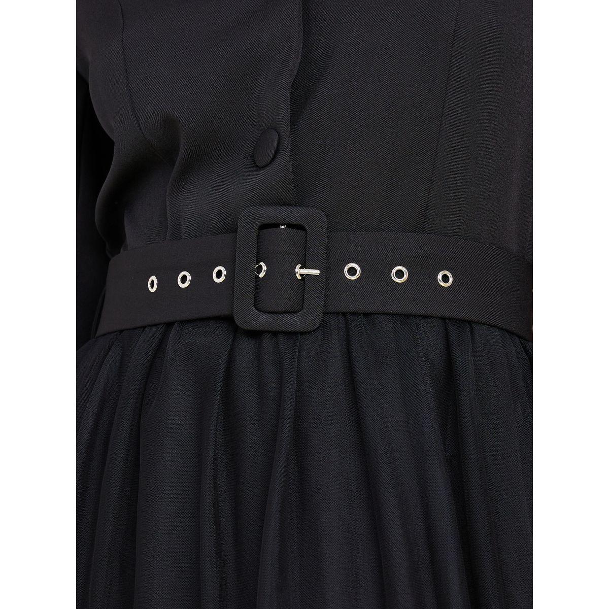 Styli Mesh Insert A-Line Midi Dress with Belt-women-clothing-dresses-image-3