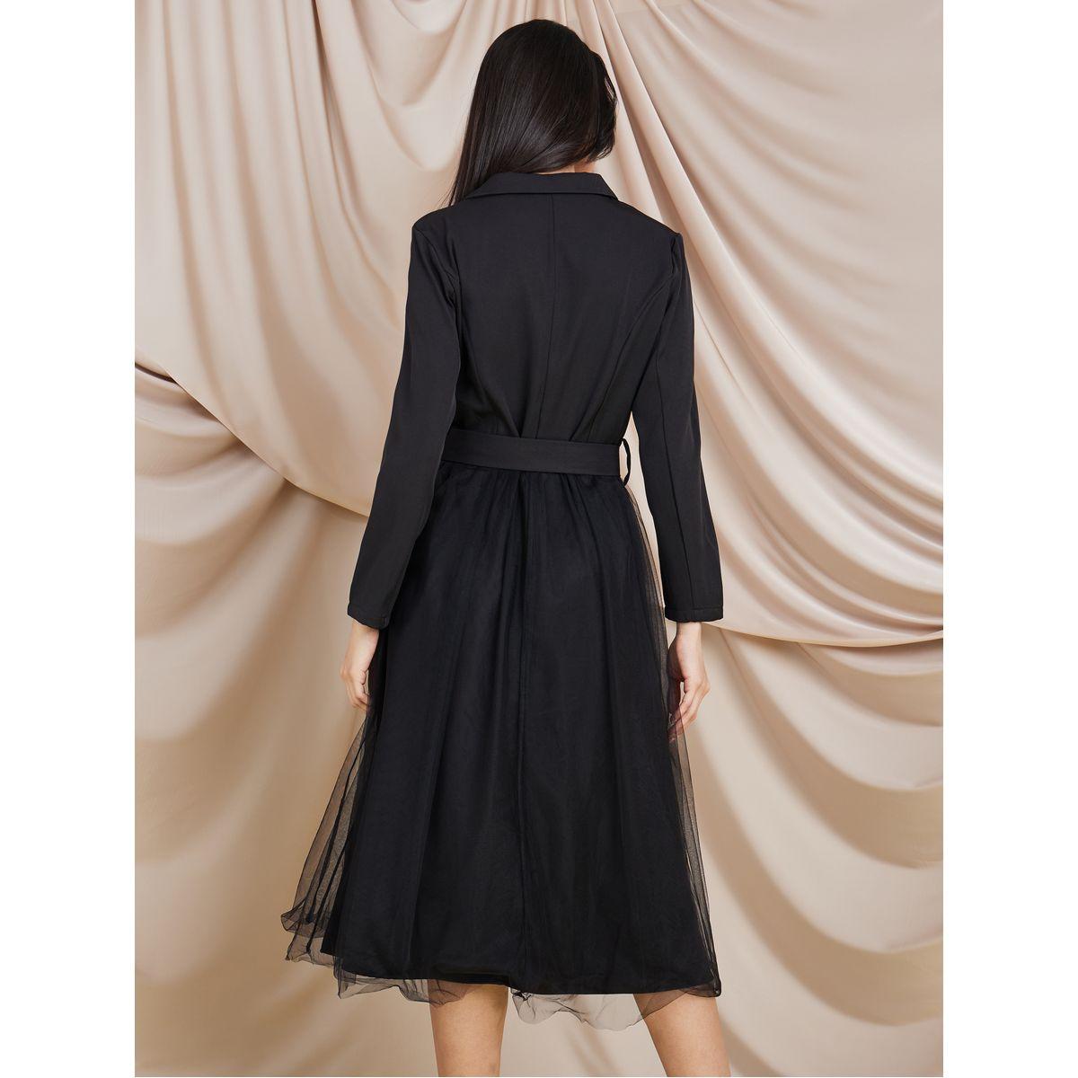 Styli Mesh Insert A-Line Midi Dress with Belt-women-clothing-dresses-image-4