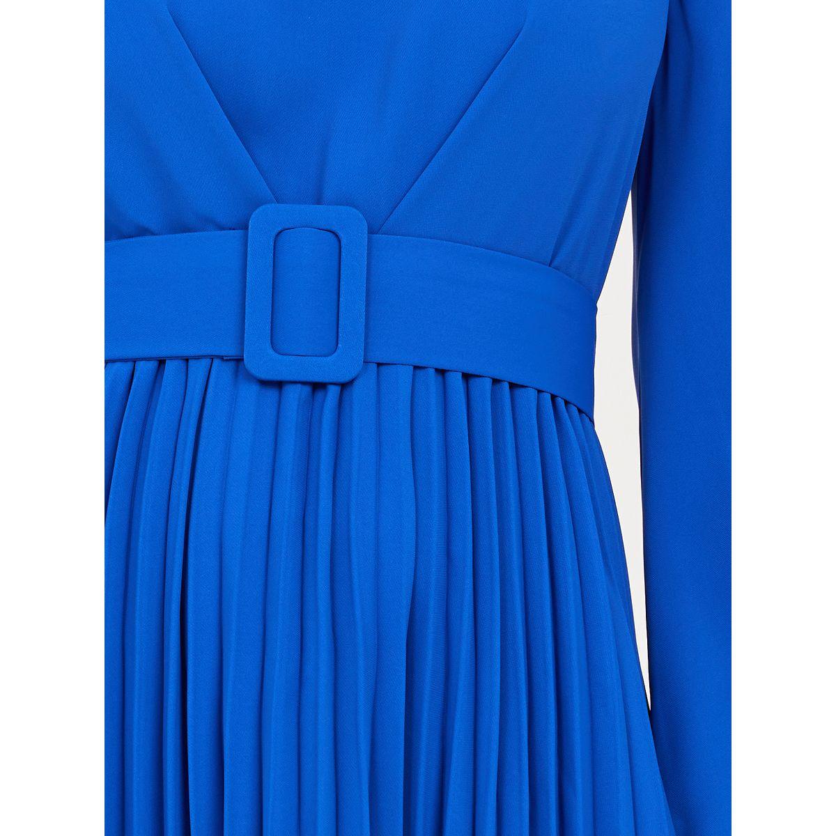 Styli Volume Sleeve Pleated A-Line Midi Dress with Belt-women-clothing-dresses-image-3