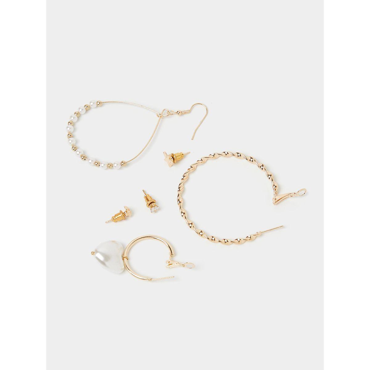 Styli Set of 6 - Heart Detail Hoop and Stud Earrings-women-watchesandjewellery-jewellery-earrings-image-2