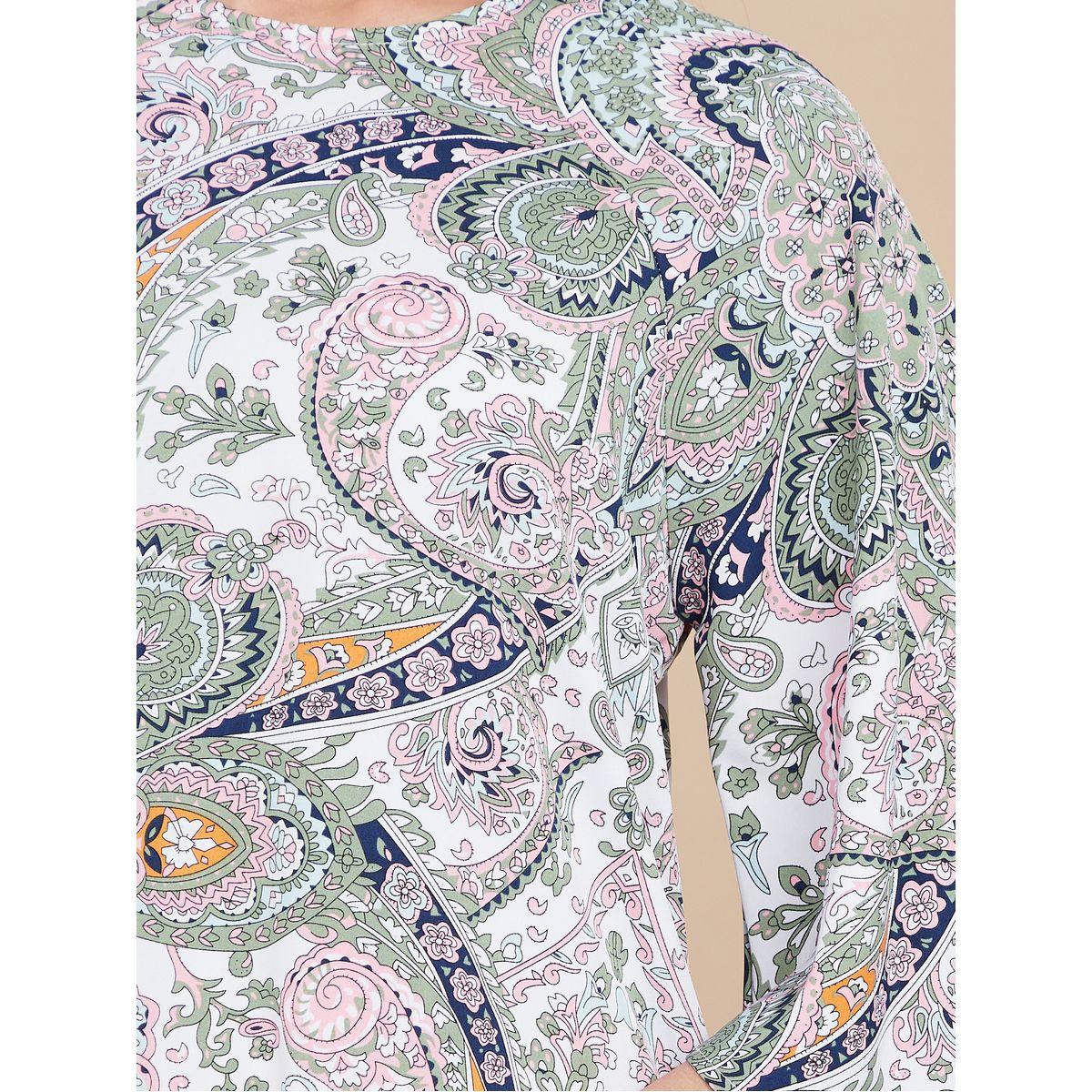 Styli 3/4 Sleeves Scarf Print Kaftan Dress-women-arabicclothing-kaftan-image-3