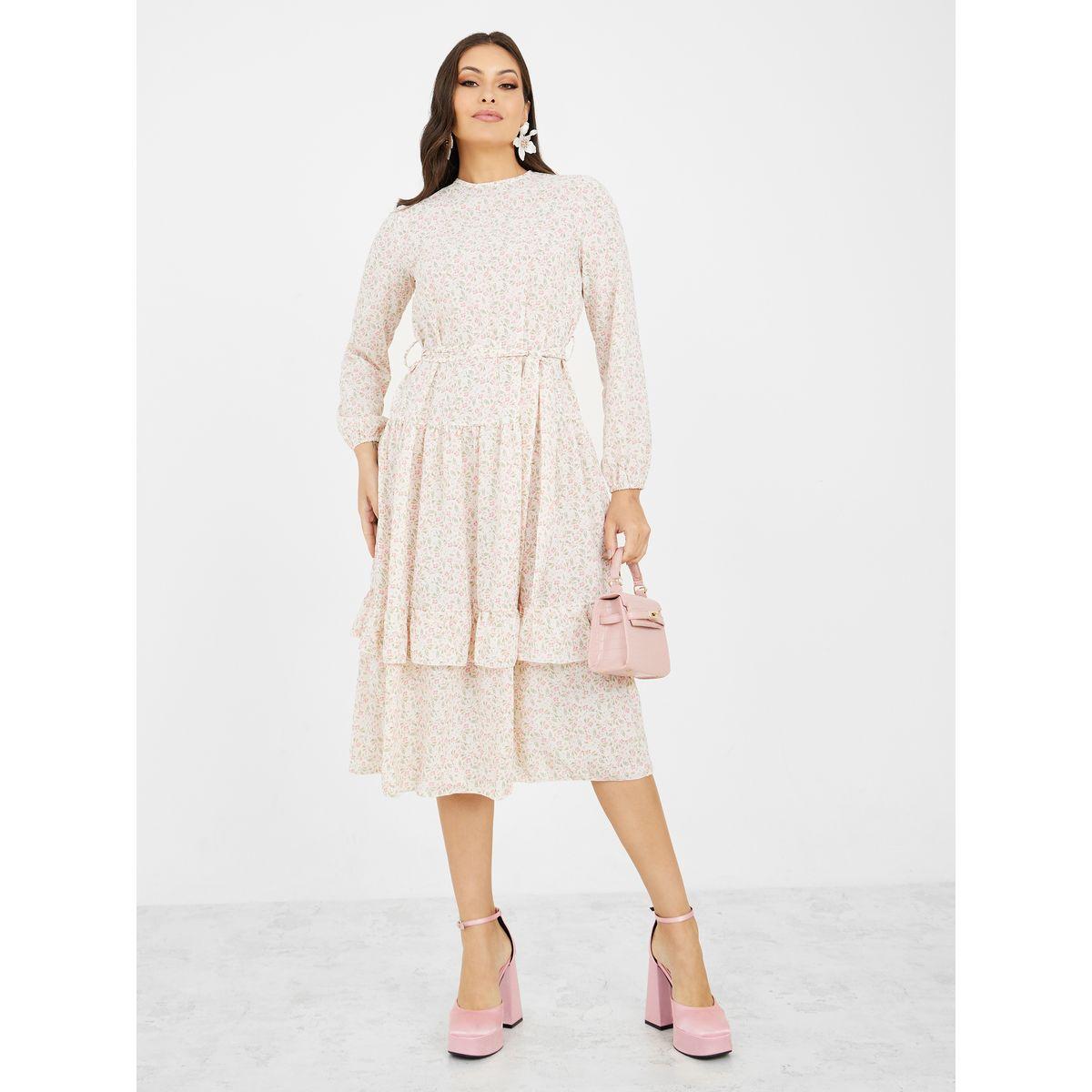 فستان ميدي بكسرات مطبع بالكامل-women-clothing-dresses-image-2