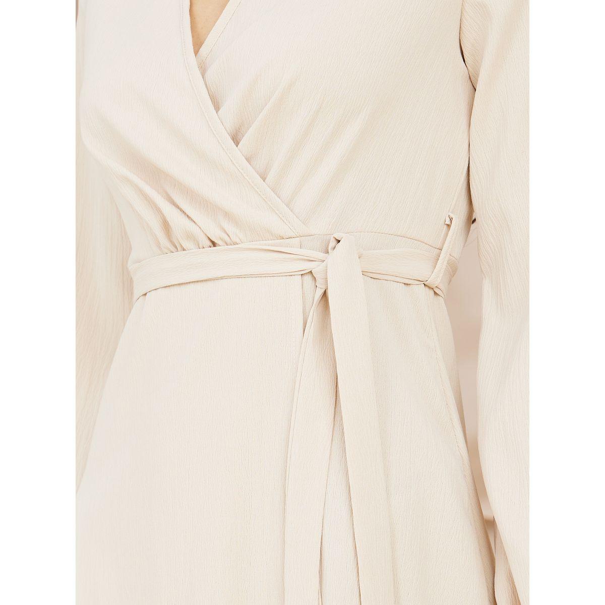 Styli Solid A-Line Maxi Dress with Tie Belt-women-clothing-dresses-image-3