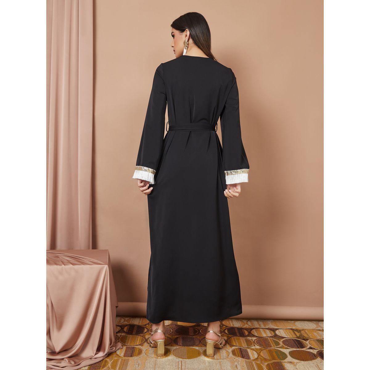 جلابية بأكمام مزينة بشراشيب وترتر-women-arabicclothing-jalabiyas-image-4