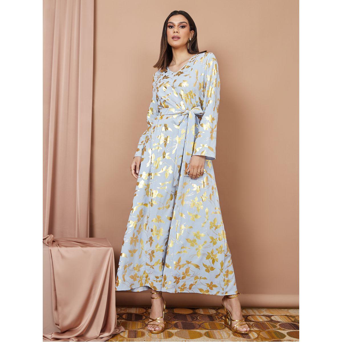 جلابية مطبعة بزهور مع ربطة خصر-women-arabicclothing-jalabiyas-image-1