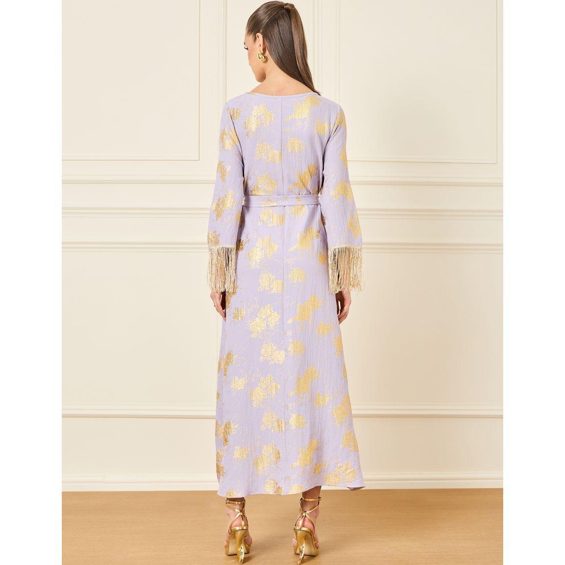 Styli Foil Print Tassel Detail A-Line Jalabiya-women-arabicclothing-jalabiyas-image-4