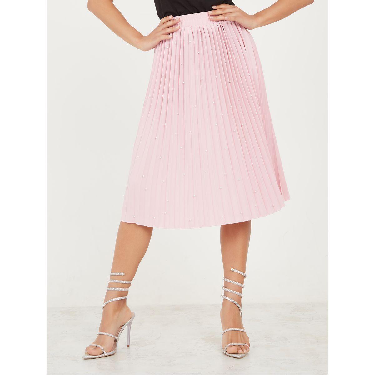 تنورة ميدي مزينة بلؤلؤ صناعي-women-clothing-bottoms-skirts-image-1