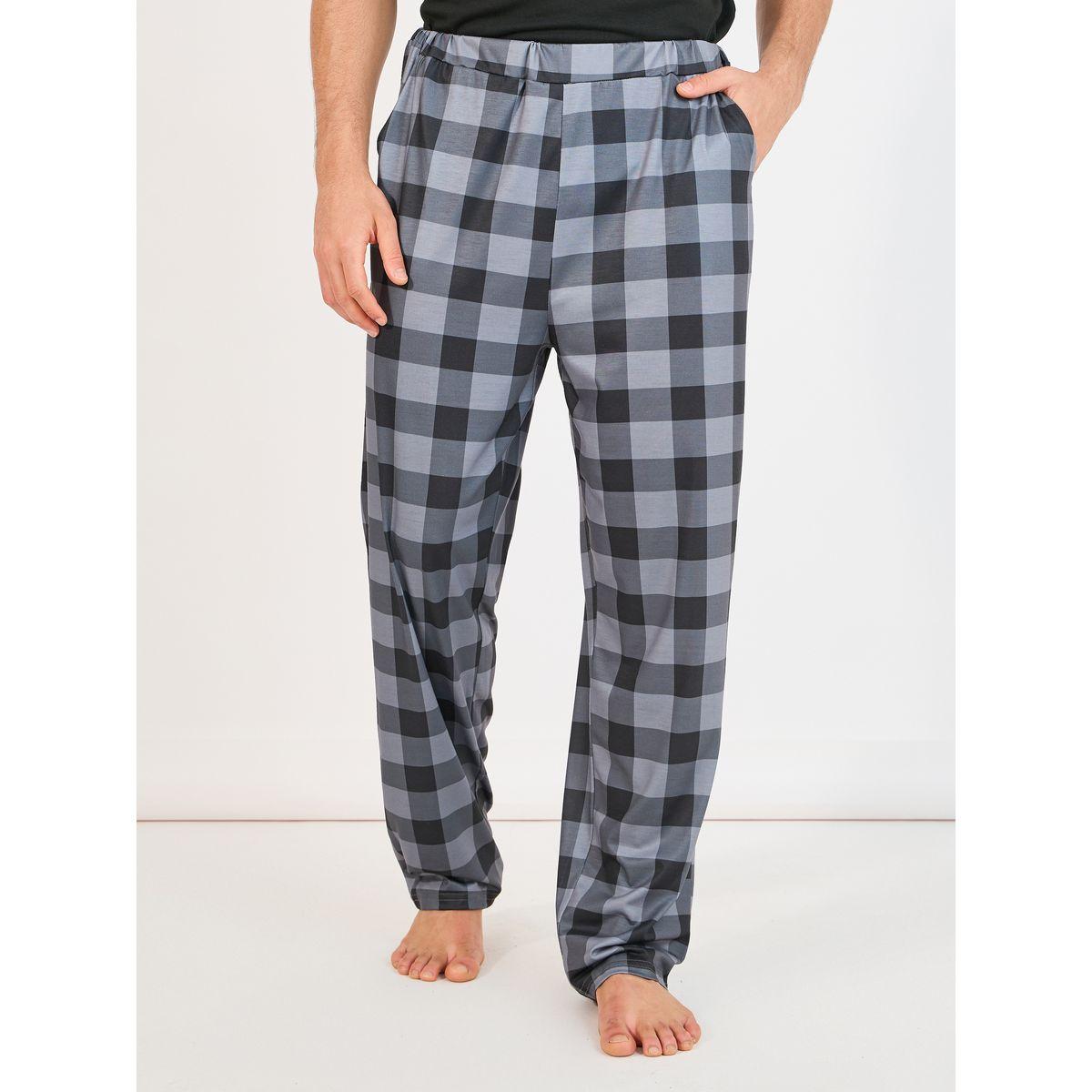 Styli Unwind Solid T-Shirt & Checked Pyjama Set-men-clothing-nightwear-sets-image-4