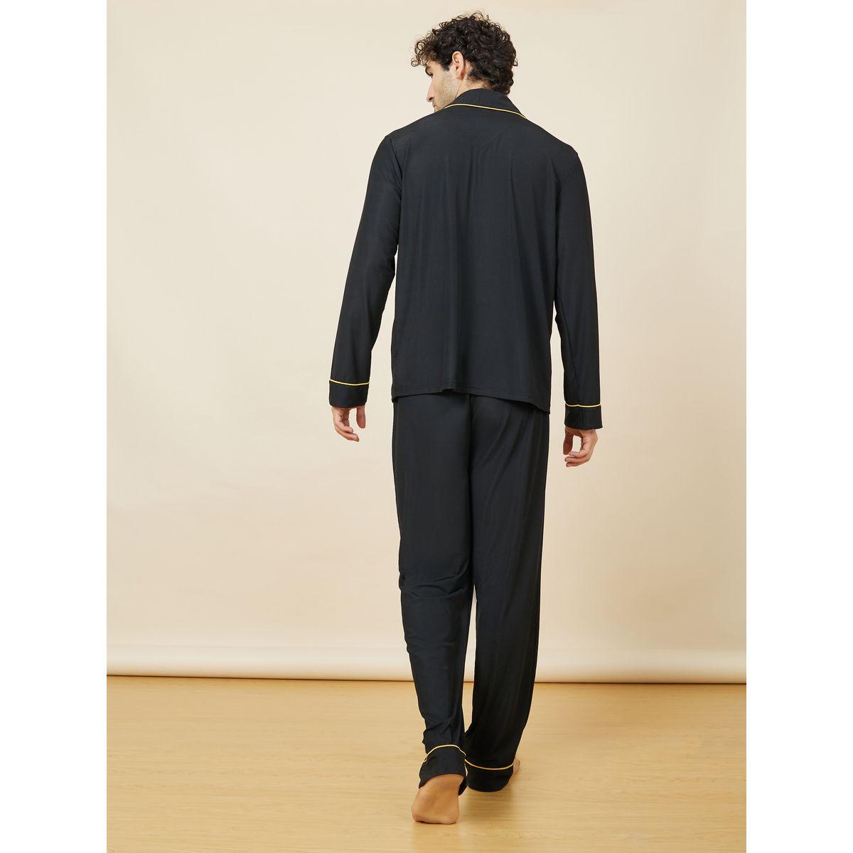 Styli Unwind Piped Detail Teddy Print Shirt and Pajama Sets-men-clothing-nightwear-sets-image-6