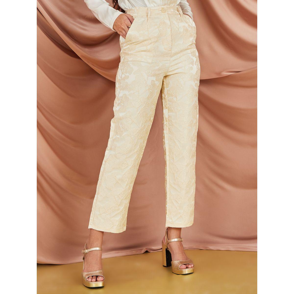 بنطال جاكار بقصة أرجل مستقيمة-women-clothing-bottoms-trousers-image-1