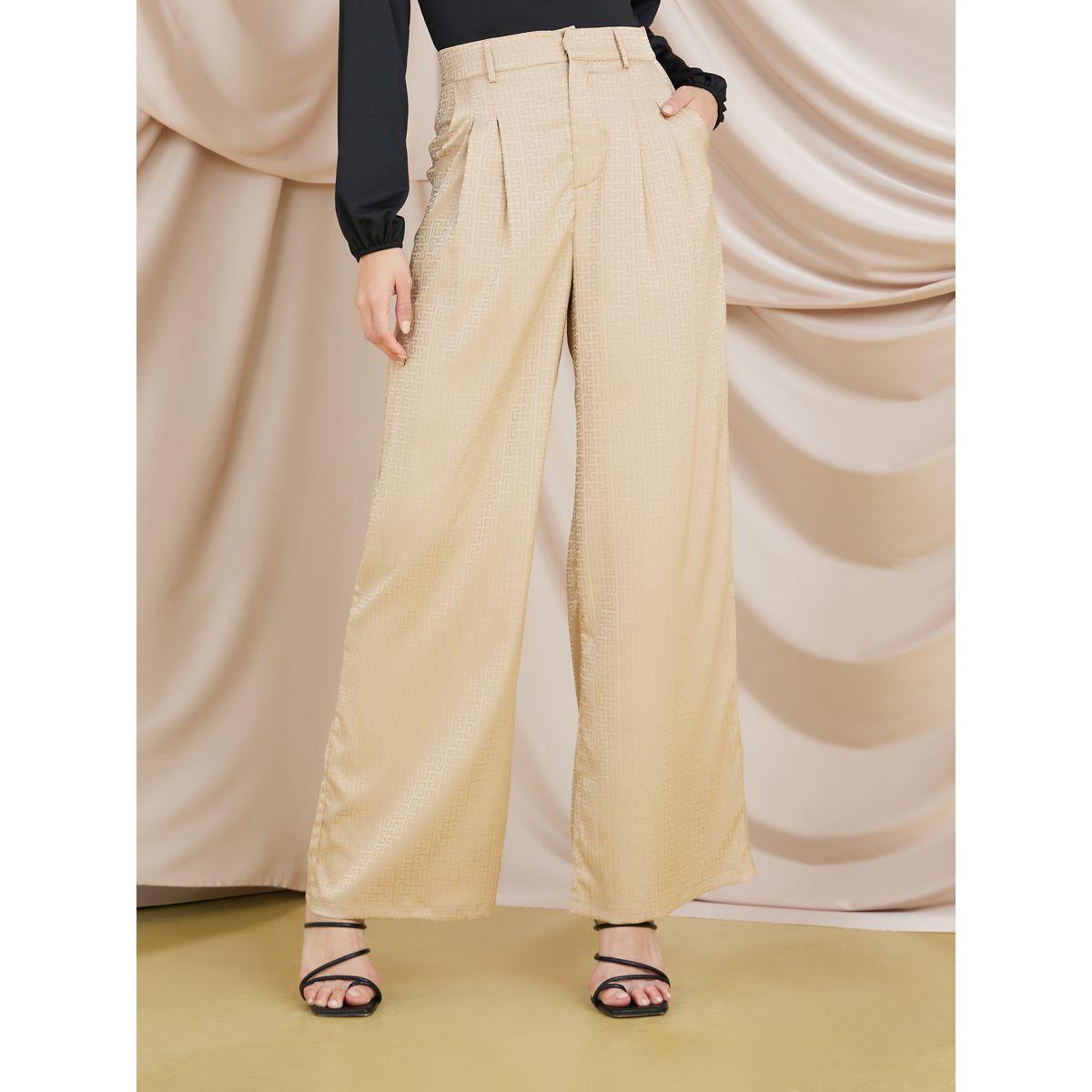 Styli Wide Leg Jacquard Trousers-women-clothing-bottoms-trousers-image-1