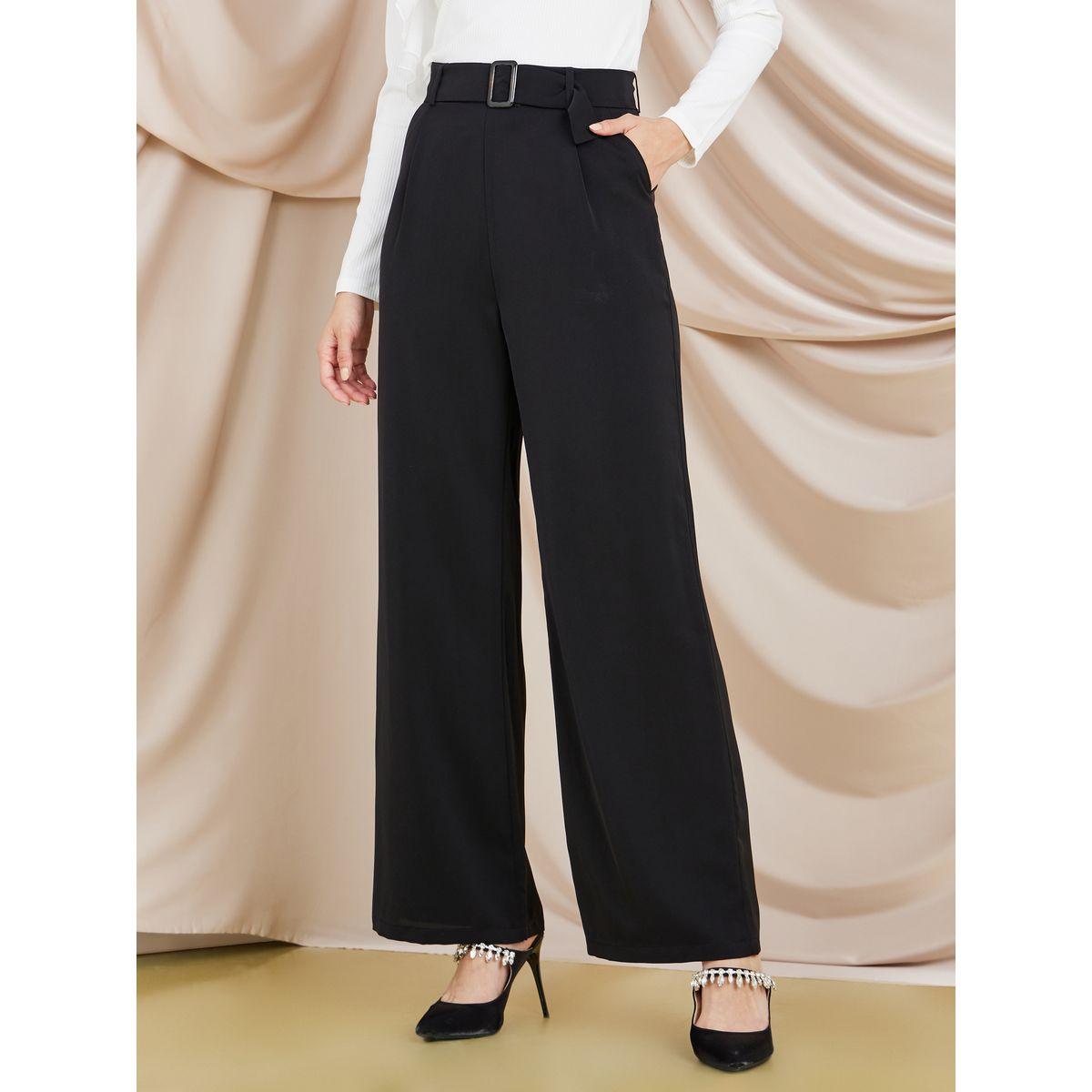Styli High Waist Wide Leg Belted Trousers-women-clothing-bottoms-trousers-image-1