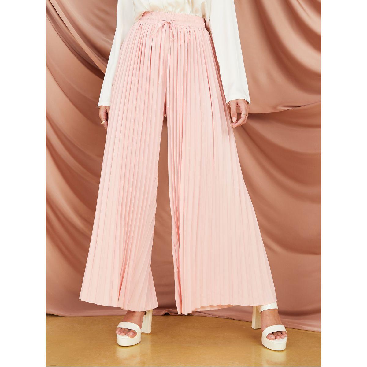 Styli Pleated Wide Leg Pants with Drawstring-women-clothing-bottoms-trousers-image-1