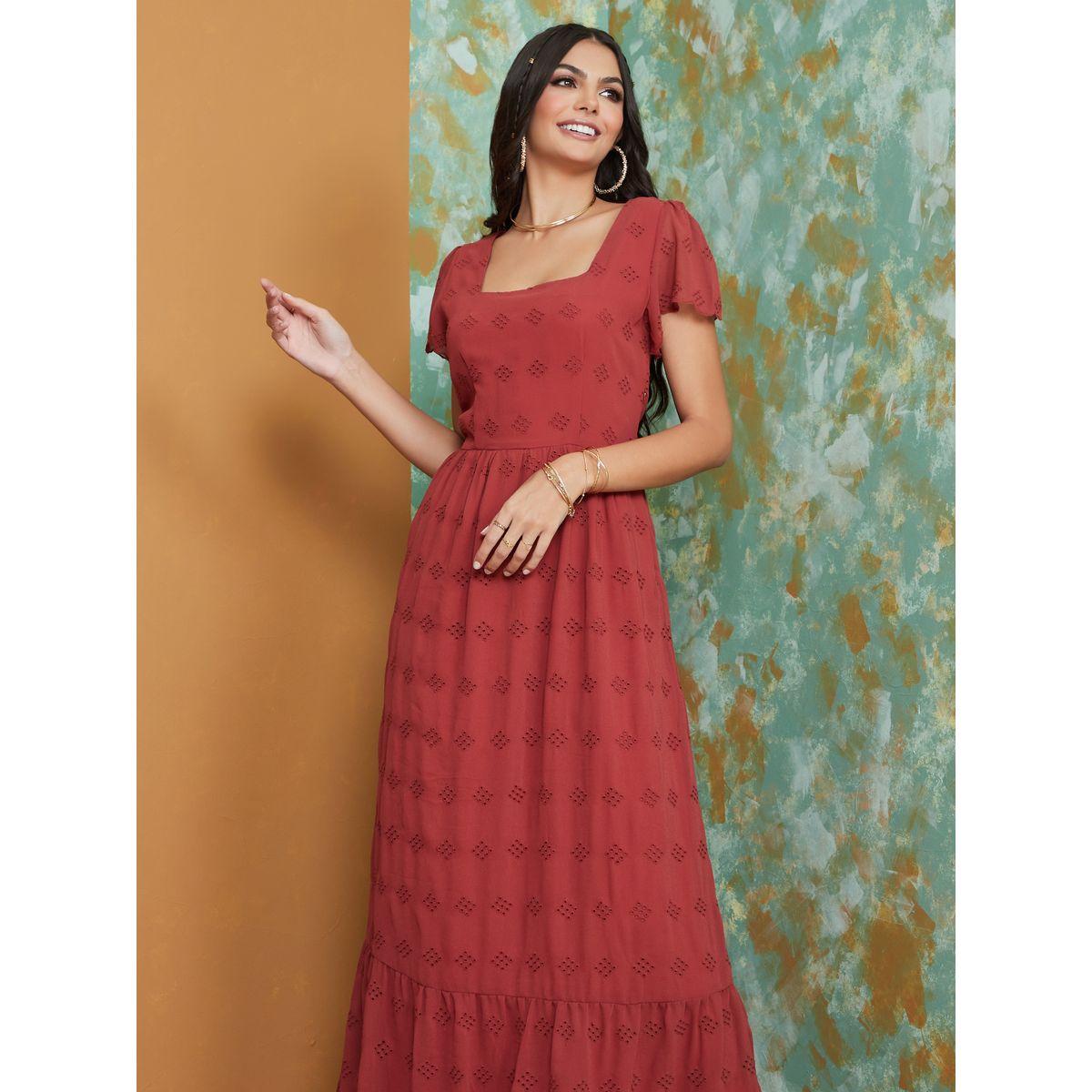 Styli Square Neck Schiffli A-Line Maxi Dress-women-clothing-dresses-image-1