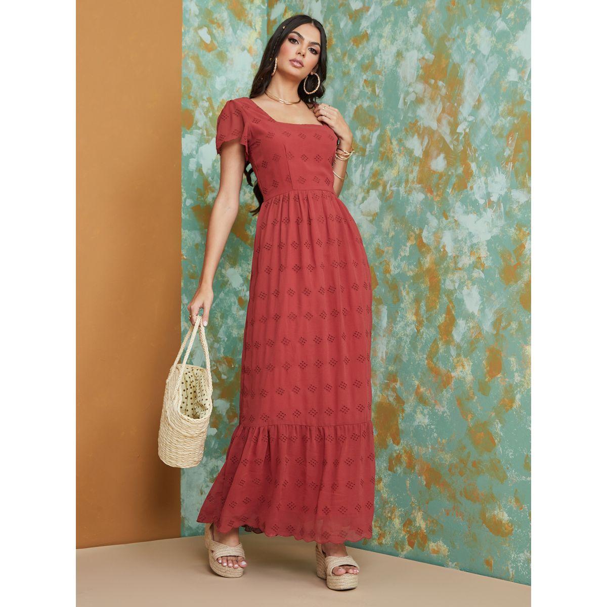 Styli Square Neck Schiffli A-Line Maxi Dress-women-clothing-dresses-image-2