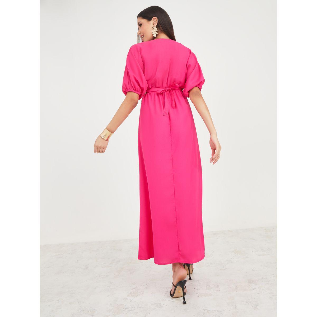 Styli Beaded Belt V Neck A-Line Maxi Dress-women-clothing-dresses-image-4