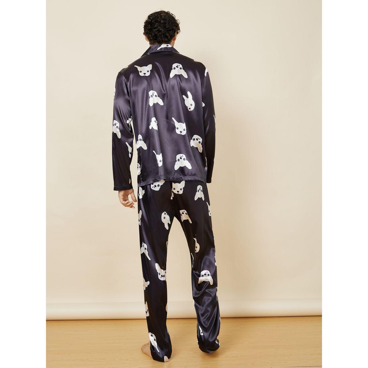 Styli Unwind Satin All Over Print Shirt & Pyjama Set-men-clothing-nightwear-sets-image-4