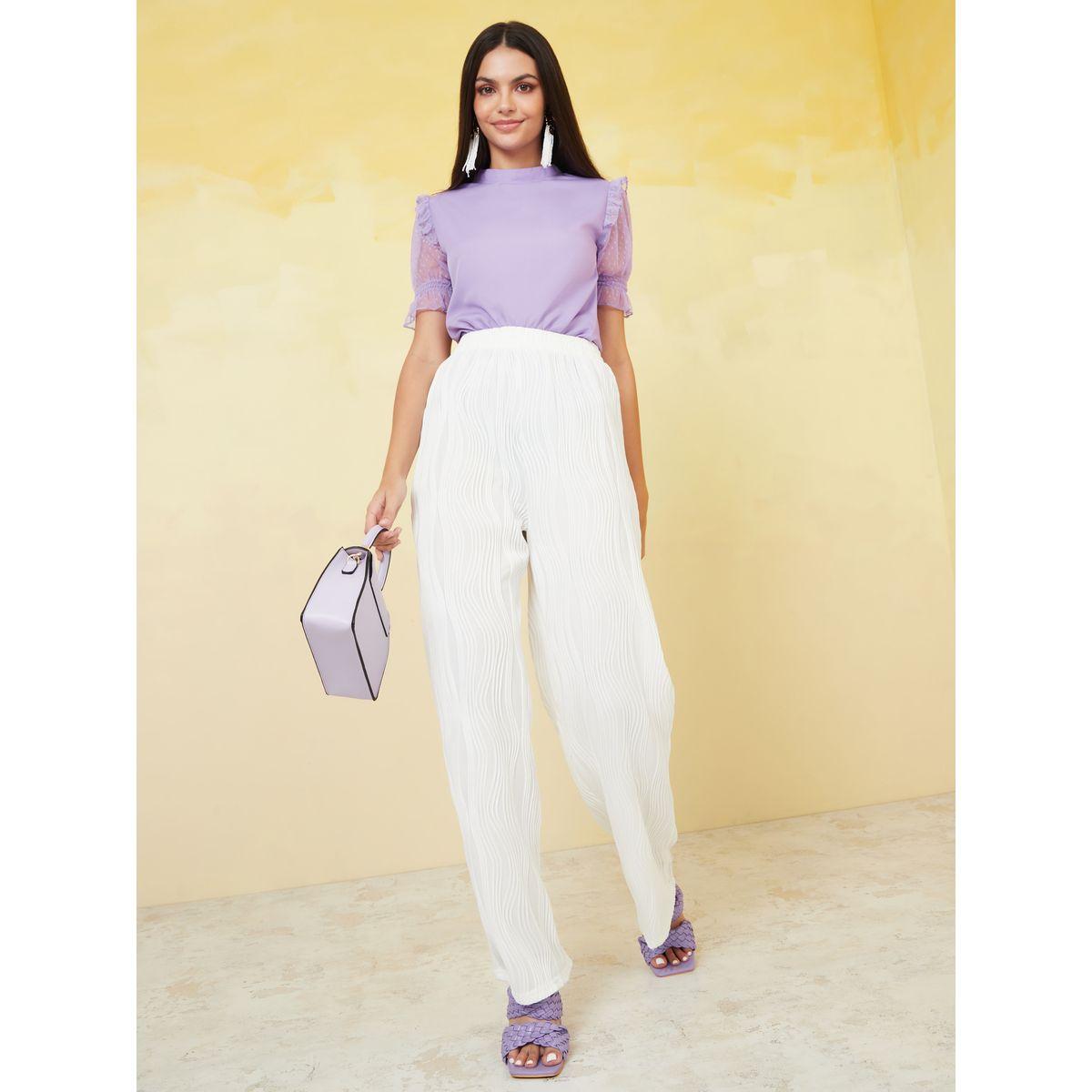 بلوزة بياقة عالية واكمام شبك-women-clothing-shirtsandblouses-blouses-image-2