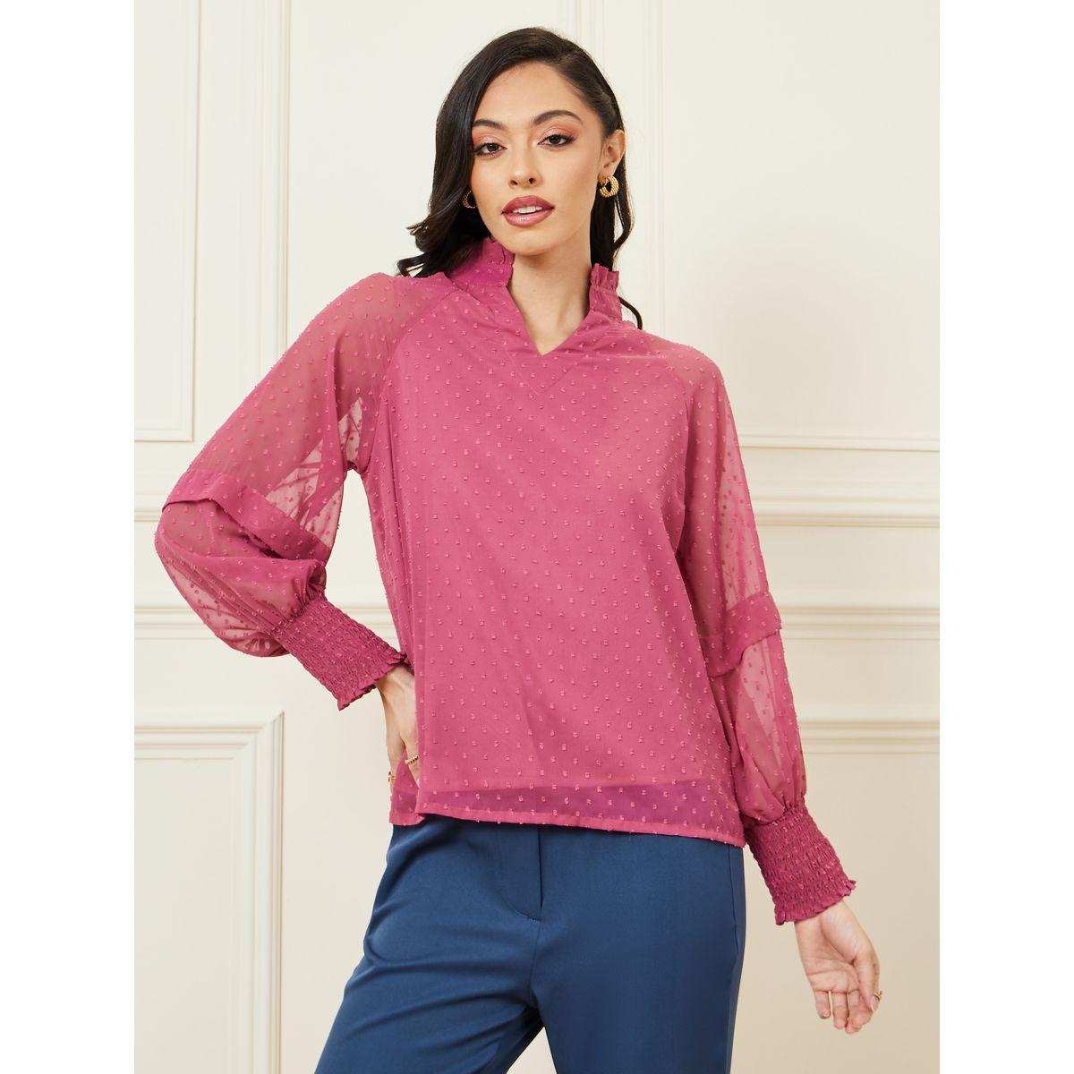 Styli Dobby Textured Long Sleeves Blouse-women-clothing-shirtsandblouses-blouses-image-3