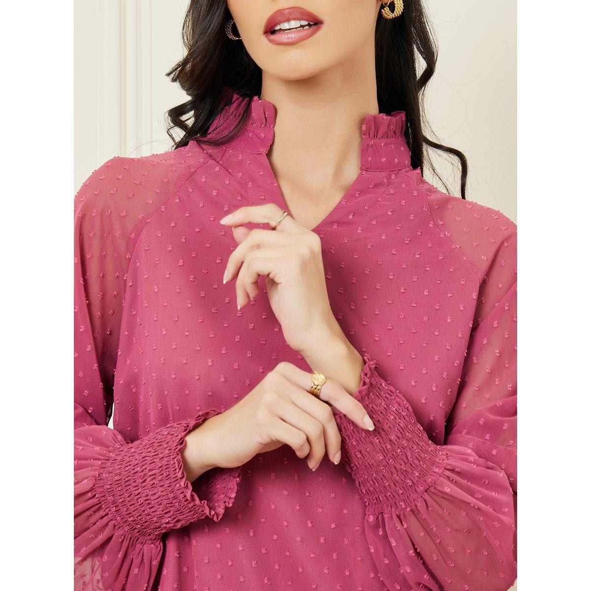 Styli Dobby Textured Long Sleeves Blouse-women-clothing-shirtsandblouses-blouses-image-4